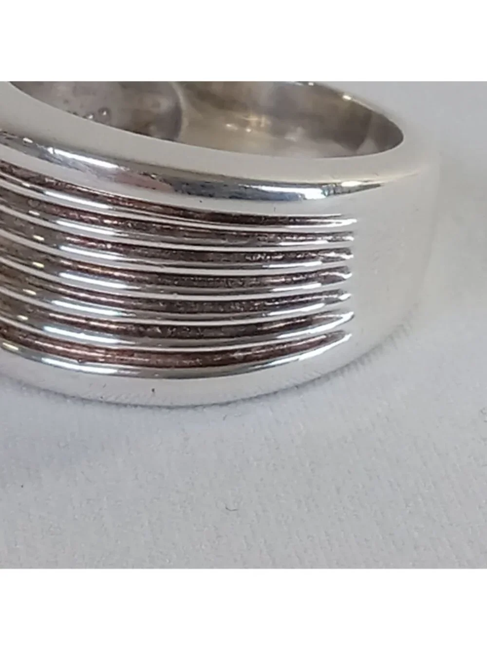MILOR Italy 925 Sterling Silver Wide Ribbed Band Ring Size US 7 Unisex